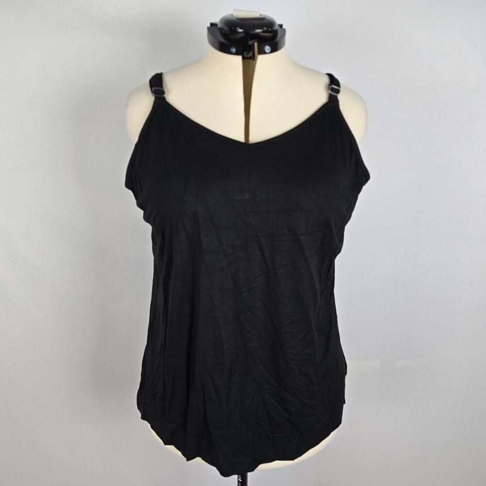 Bloomchic Camisole Women's 1X Tank Top Super Soft Adjust Straps V-Neck Black NWT